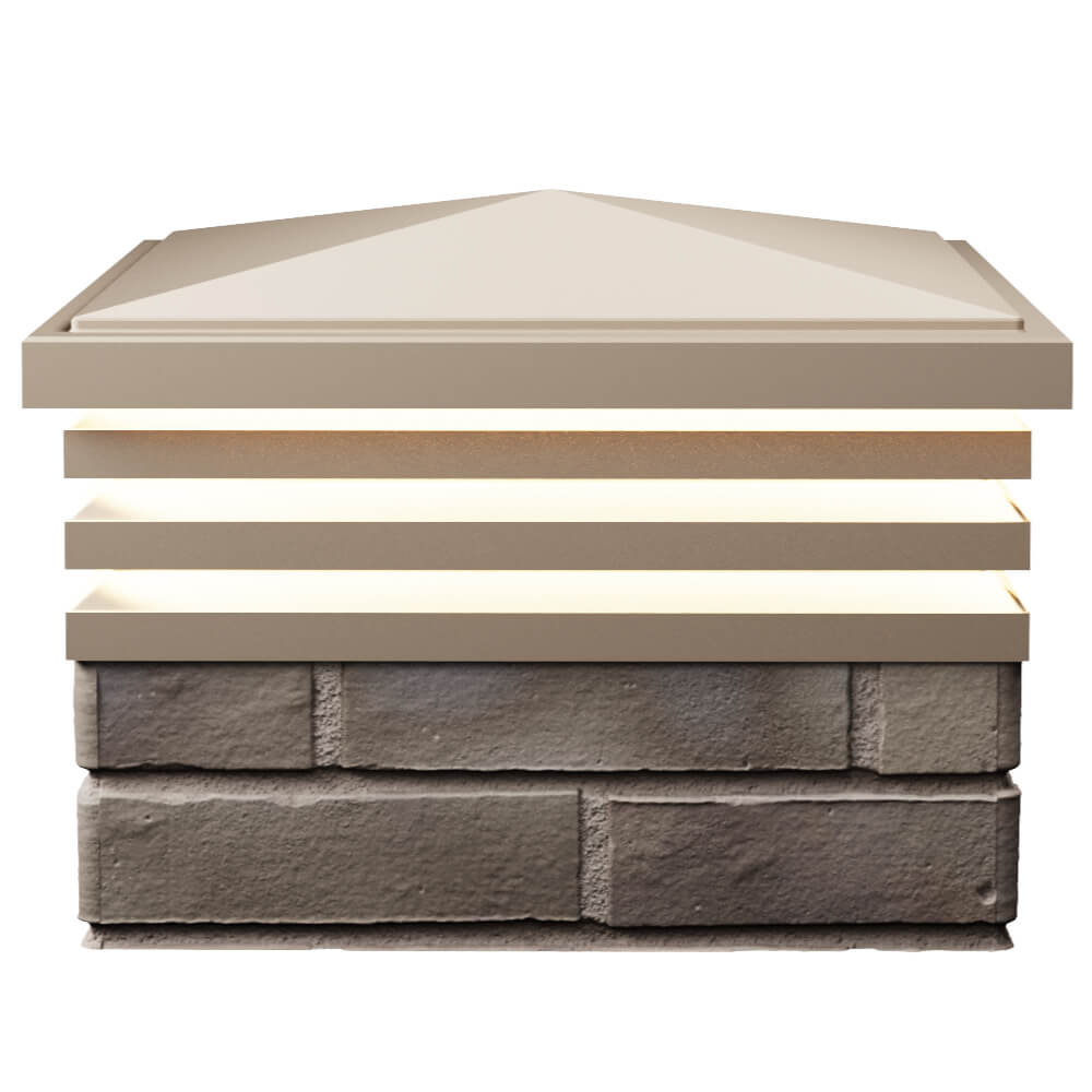 Колпак Zking Бона ХайТек Бежевый на столб 1.5х1.5 кирпича (385х385мм) с подсветкой в Химках фото