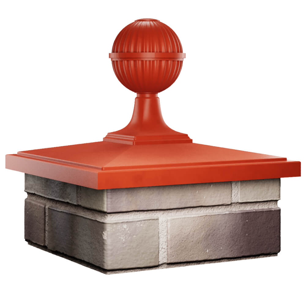 Колпак Zking БонаМоно Красный с шаром на столб 1.5х1.5 кирпича (385х385, 400х400мм) в сборе в Химках фото