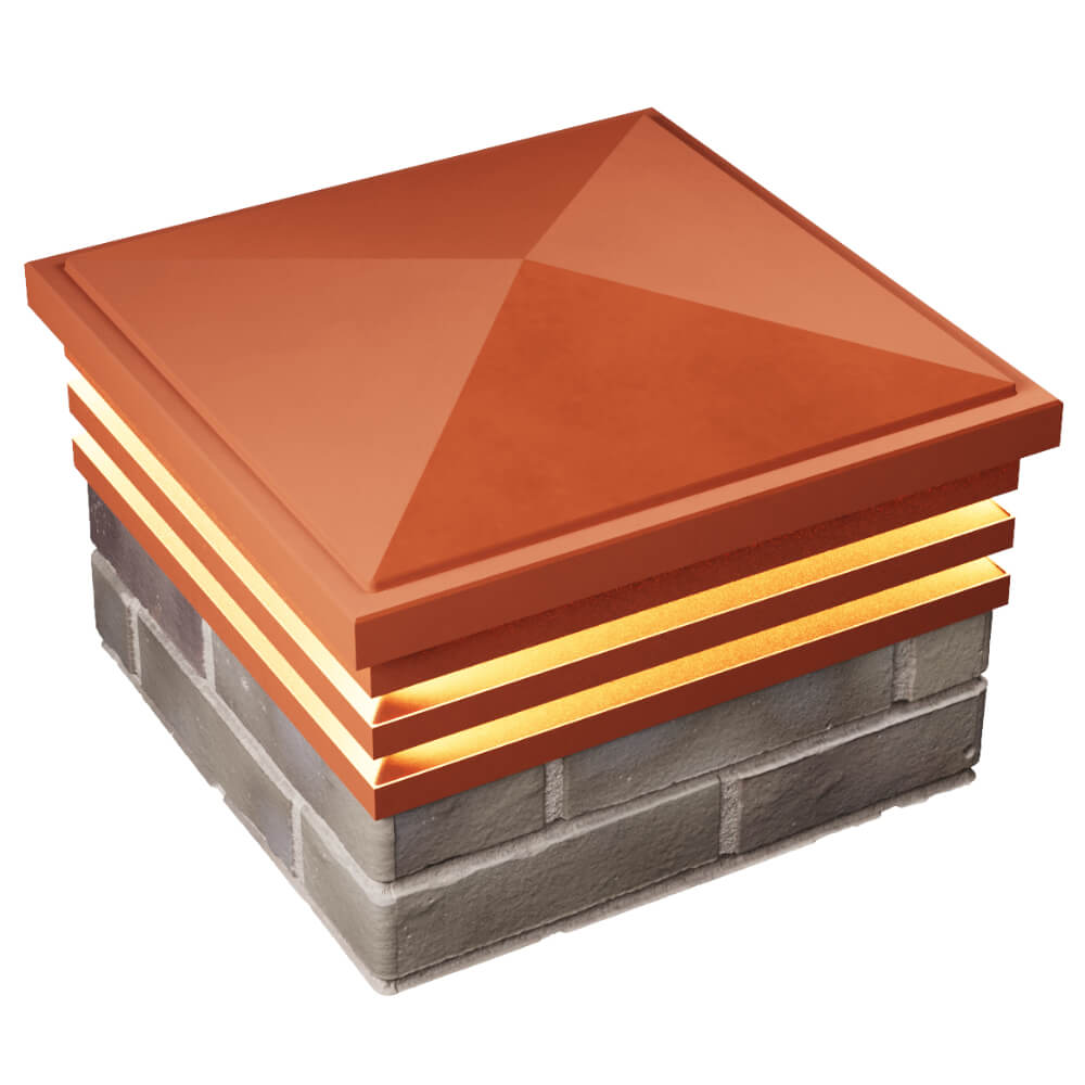 Колпак Zking Бона ХайТек Красный на столб 1.5х1.5 кирпича (385х385мм) с подсветкой в Химках фото