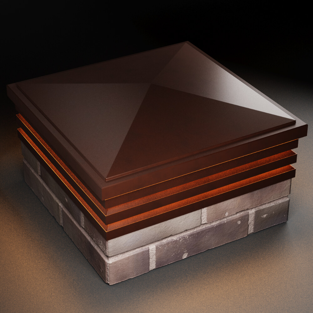 Колпак Zking Бона ХайТек Коричневый на столб 2х2 кирпича (513х513мм) с подсветкой в Химках фото