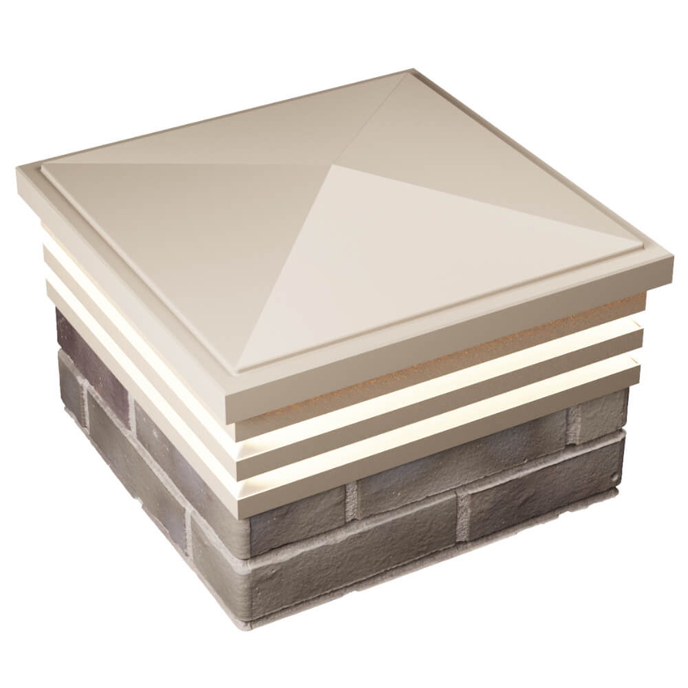 Колпак Zking Бона ХайТек Бежевый на столб 1.5х1.5 кирпича (385х385мм) с подсветкой в Химках фото