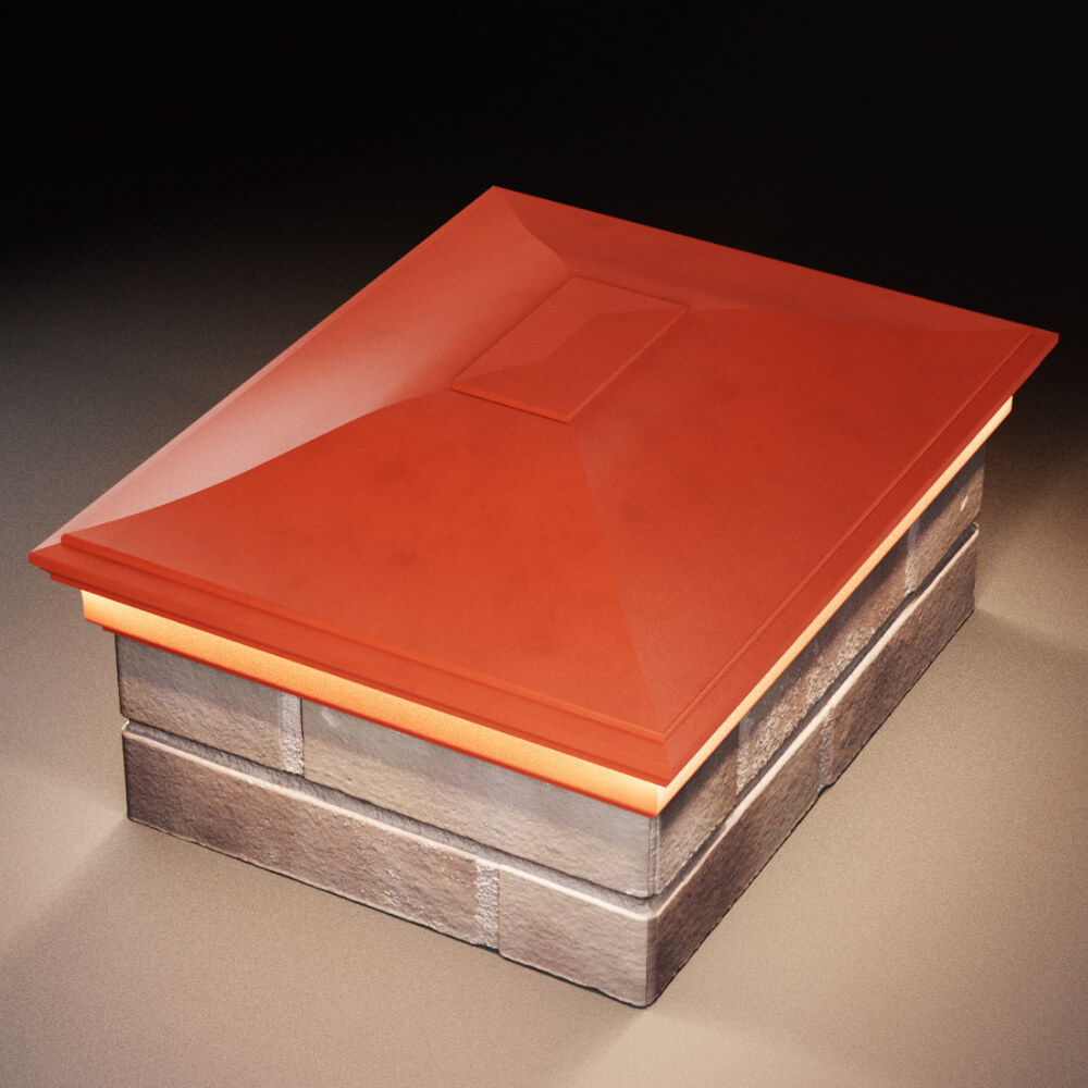 Колпак Zking Монблан Красный на столб 2х1.5 кирпича (515х385мм) c подсветкой в Химках фото