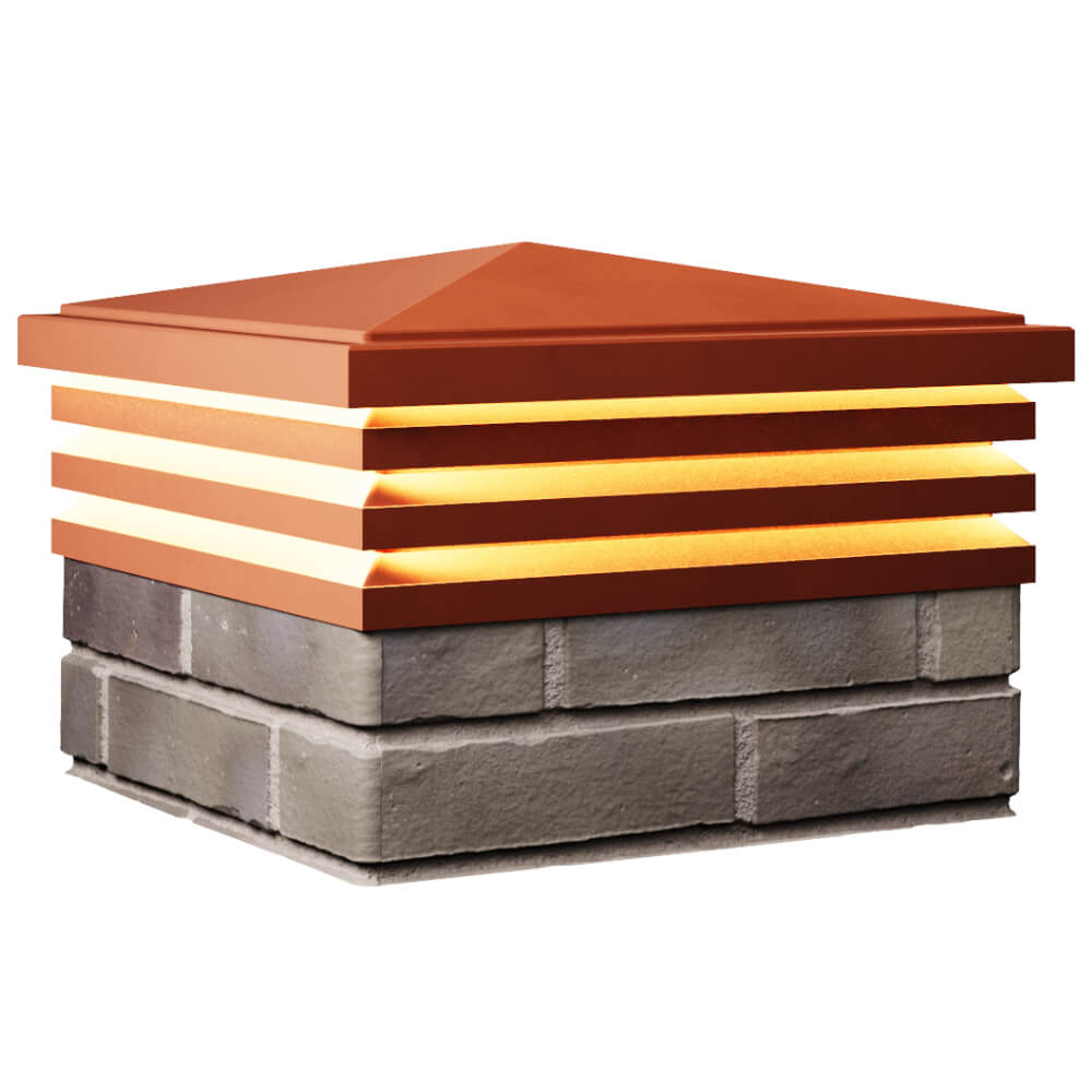 Колпак Zking Бона ХайТек Красный на столб 1.5х1.5 кирпича (385х385мм) с подсветкой в Химках фото