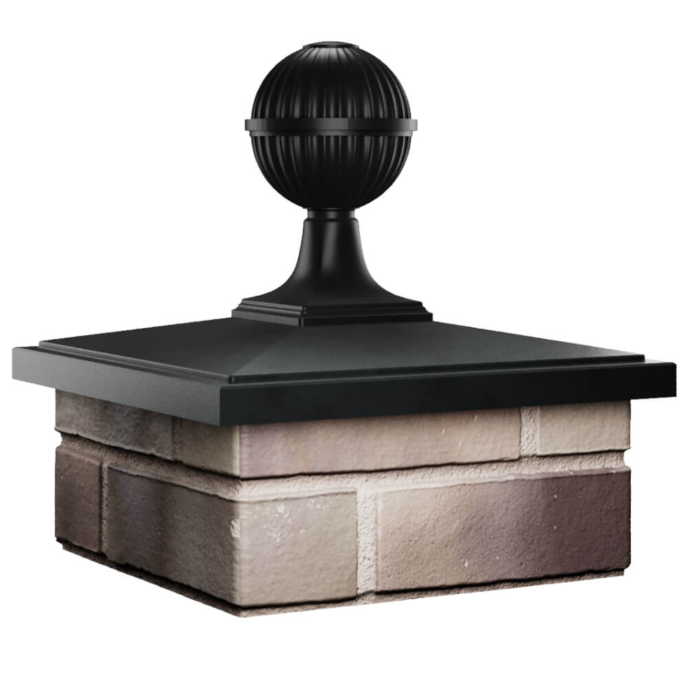 Колпак Zking БонаМоно Черный с шаром на столб 1.5х1.5 кирпича (385х385, 400х400мм) в сборе в Химках фото