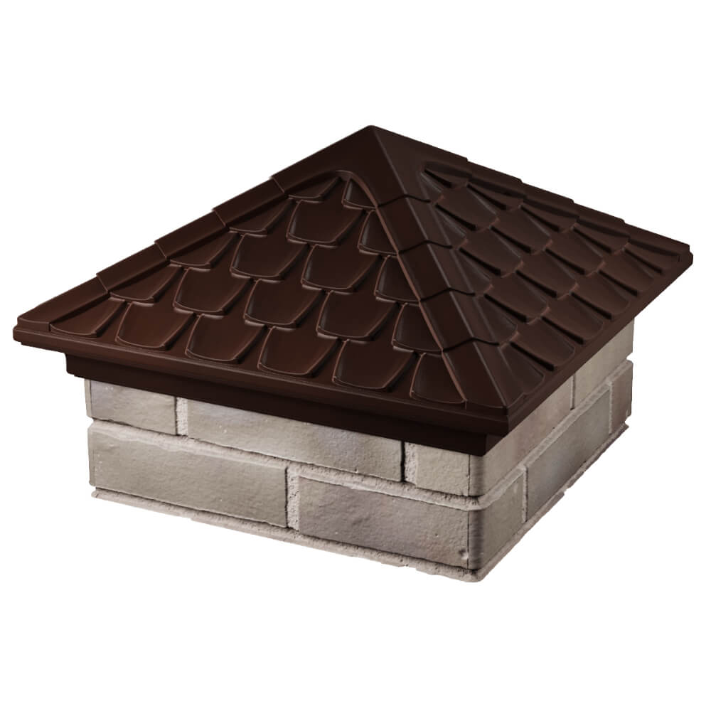 Колпак Zking Эльбрус Коричневый на столб 1.5х1.5 кирпича (385х385мм) в Химках фото