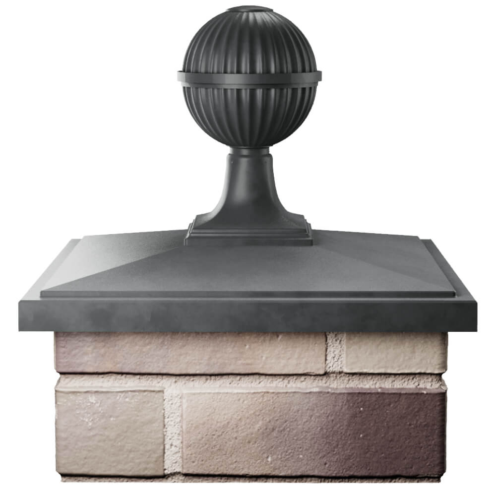 Колпак Zking БонаМоно Серый с шаром на столб 1.5х1.5 кирпича (385х385, 400х400мм) в сборе Химки фото