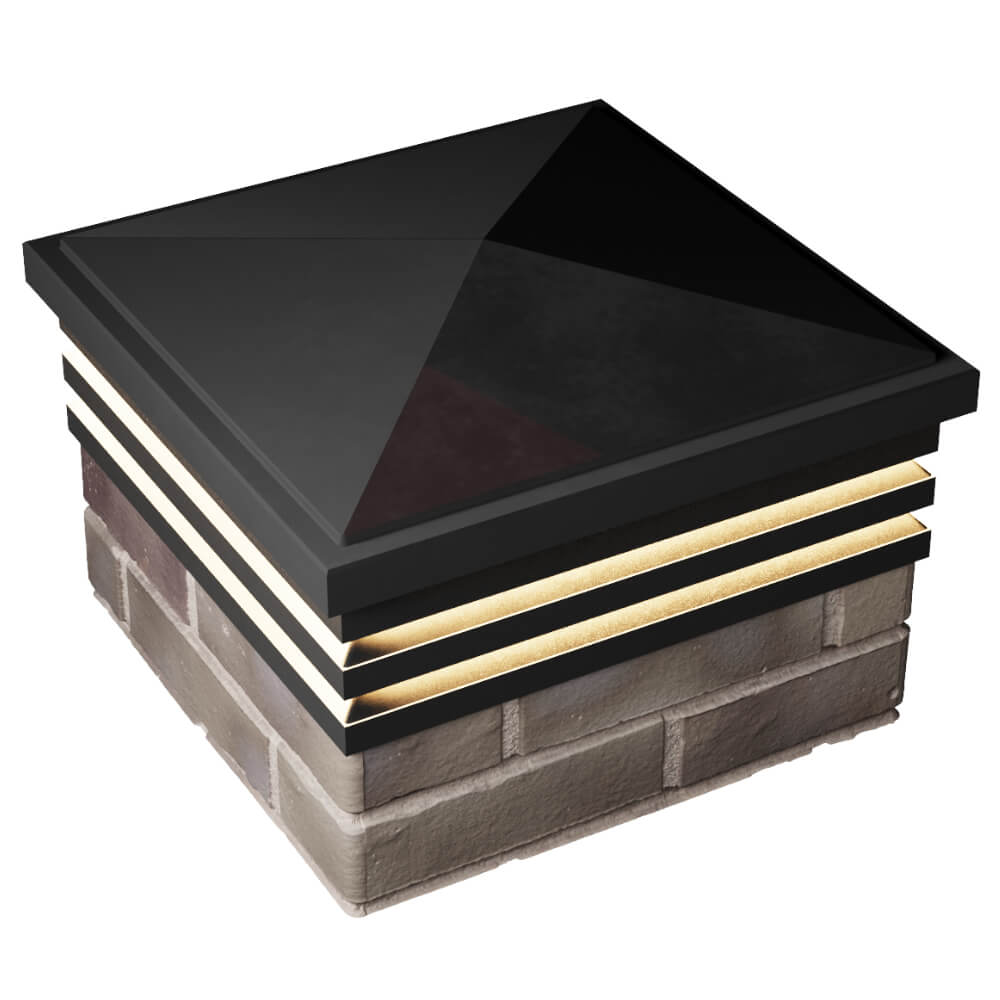 Колпак Zking Бона ХайТек Черный на столб 1.5х1.5 кирпича (385х385мм) с подсветкой в Химках фото