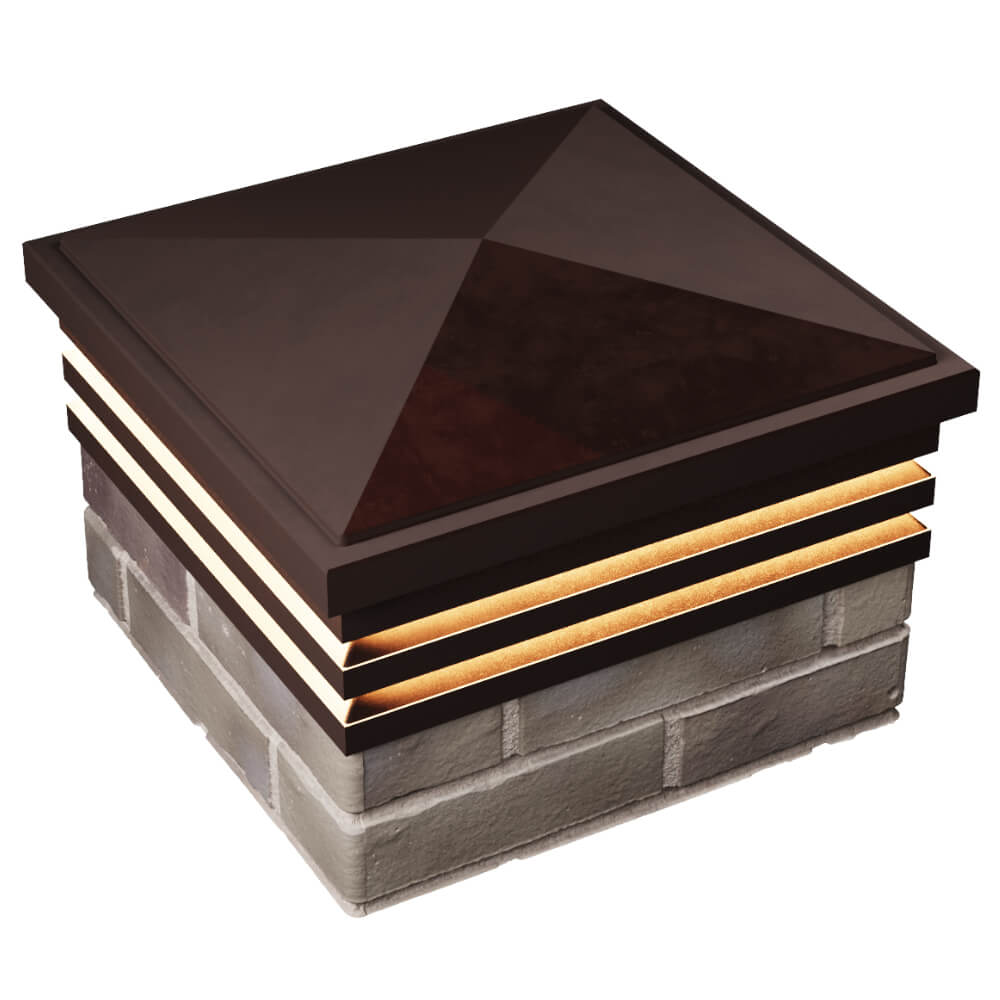 Колпак Zking Бона ХайТек Коричневый на столб 1.5х1.5 кирпича (385х385мм) с подсветкой в Химках фото