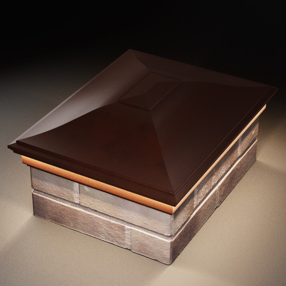 Колпак Zking Монблан Коричневый на столб 2х1.5 кирпича (515х385мм) c подсветкой в Химках фото