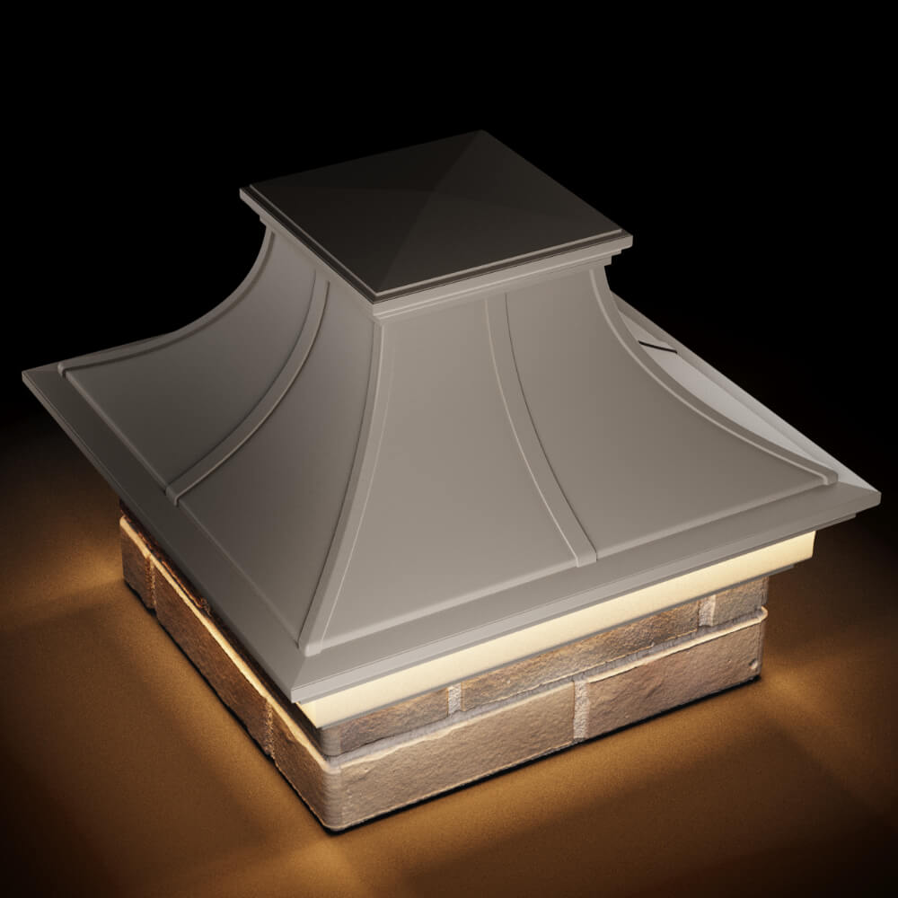 Колпак Zking Монблан Премиум Бежевый на столб 1.5х1.5 кирпича (385х385мм) с подсветкой в Химках фото