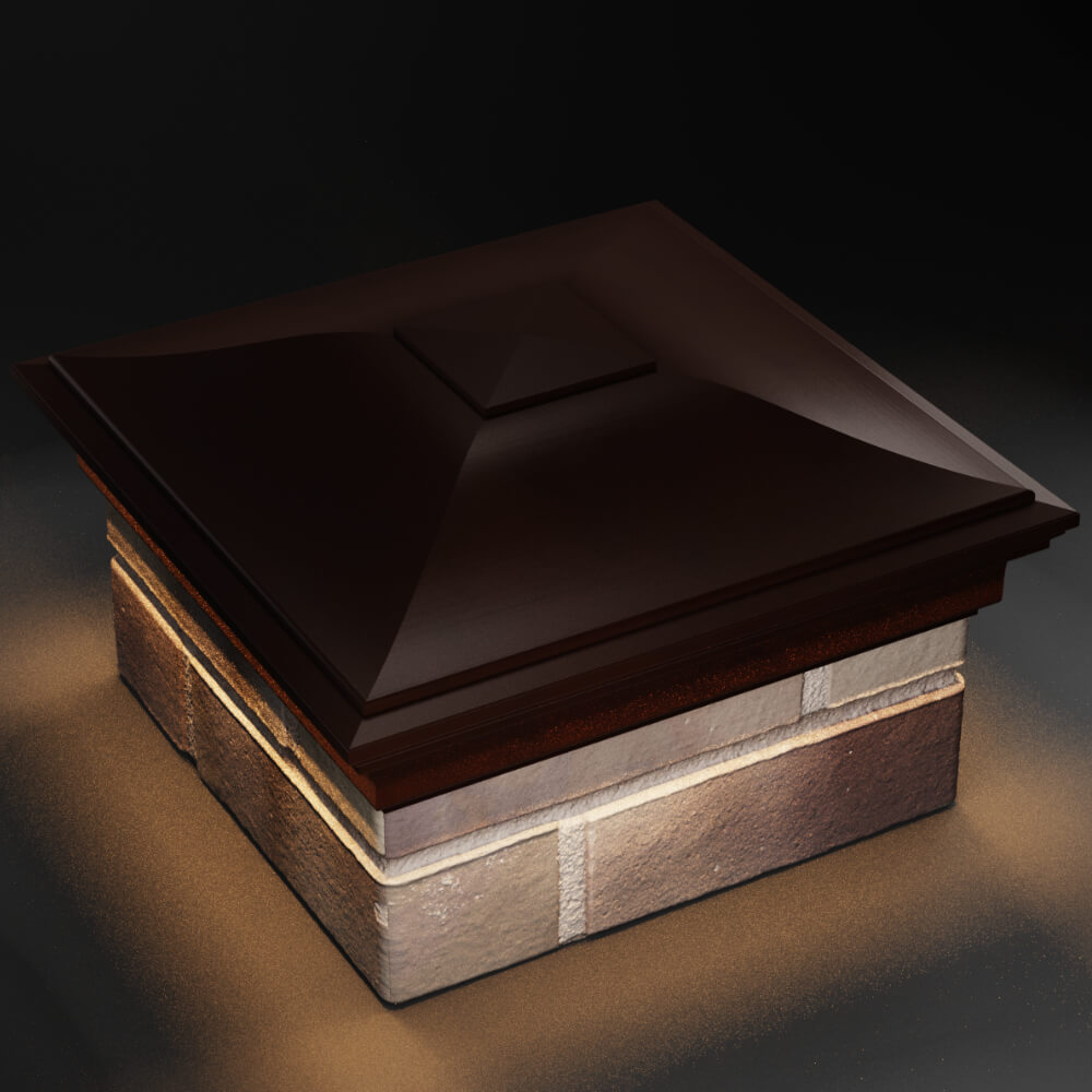 Колпак Zking Монблан Коричневый на столб 1.5х1.5 кирпича (385х385мм) с подсветкой в Химках фото