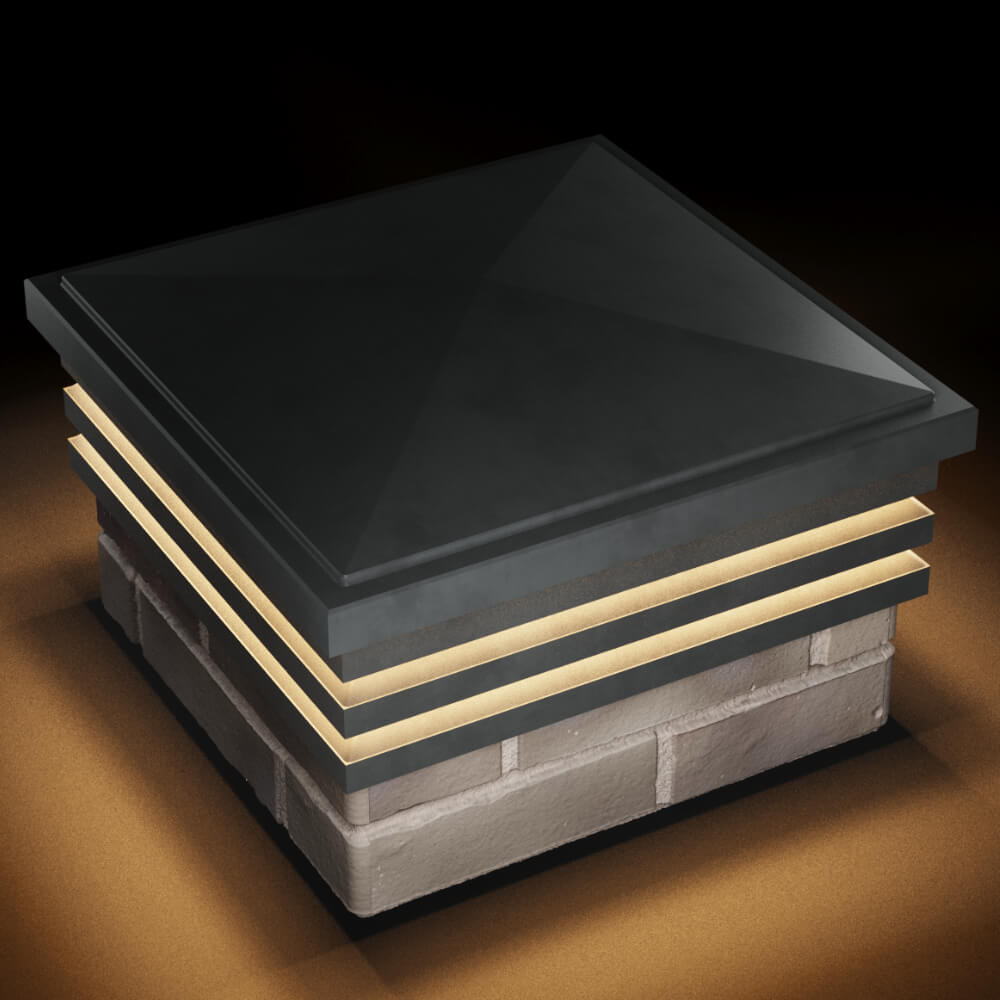 Колпак Zking Бона ХайТек Серый на столб 1.5х1.5 кирпича (385х385мм) с подсветкой в Химках фото