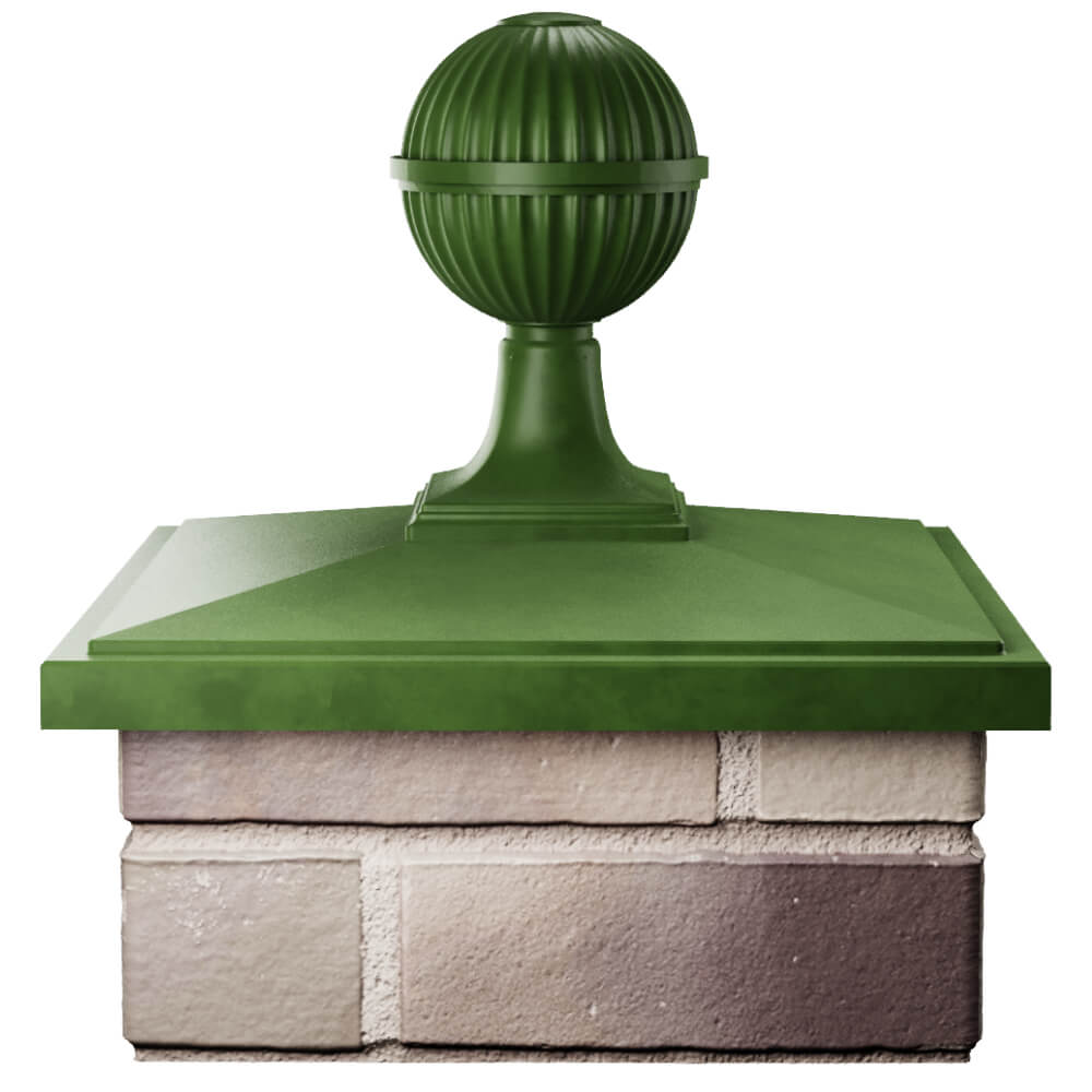 Колпак Zking БонаМоно Зеленый с шаром на столб 1.5х1.5 кирпича (385х385, 400х400мм) в сборе Химки фото