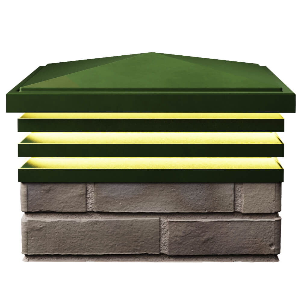 Колпак Zking Бона ХайТек Зеленый на столб 1.5х1.5 кирпича (385х385мм) с подсветкой в Химках фото