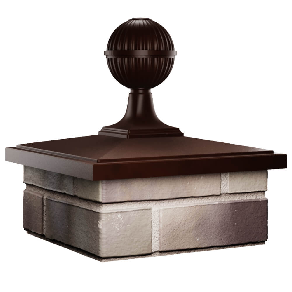 Колпак Zking БонаМоно Коричневый с шаром на столб 1.5х1.5 кирпича (385х385, 400х400мм) в сборе в Химках фото
