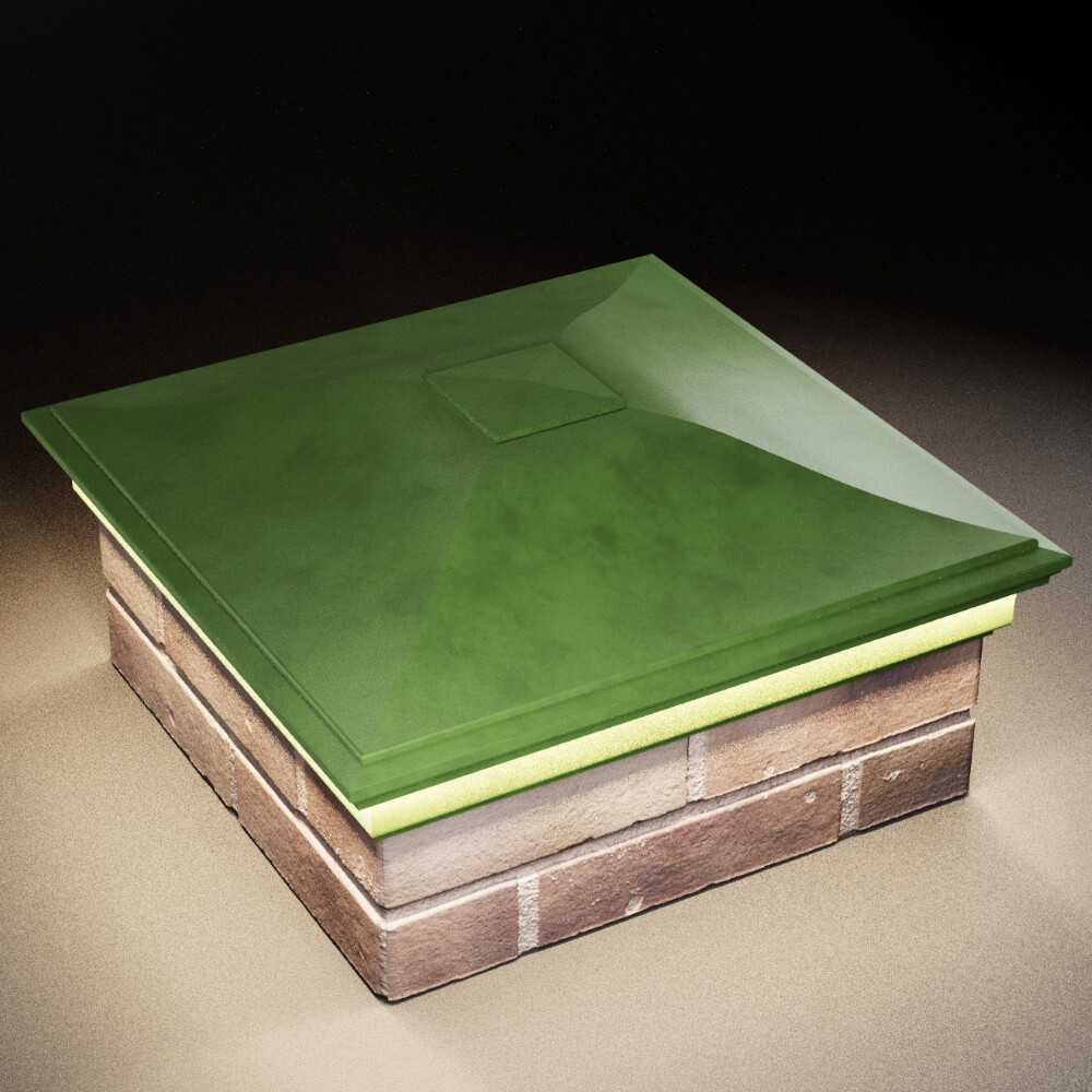 Колпак Zking Монблан Зеленый на столб 2х2 кирпича (515х515мм) c подсветкой в Химках фото