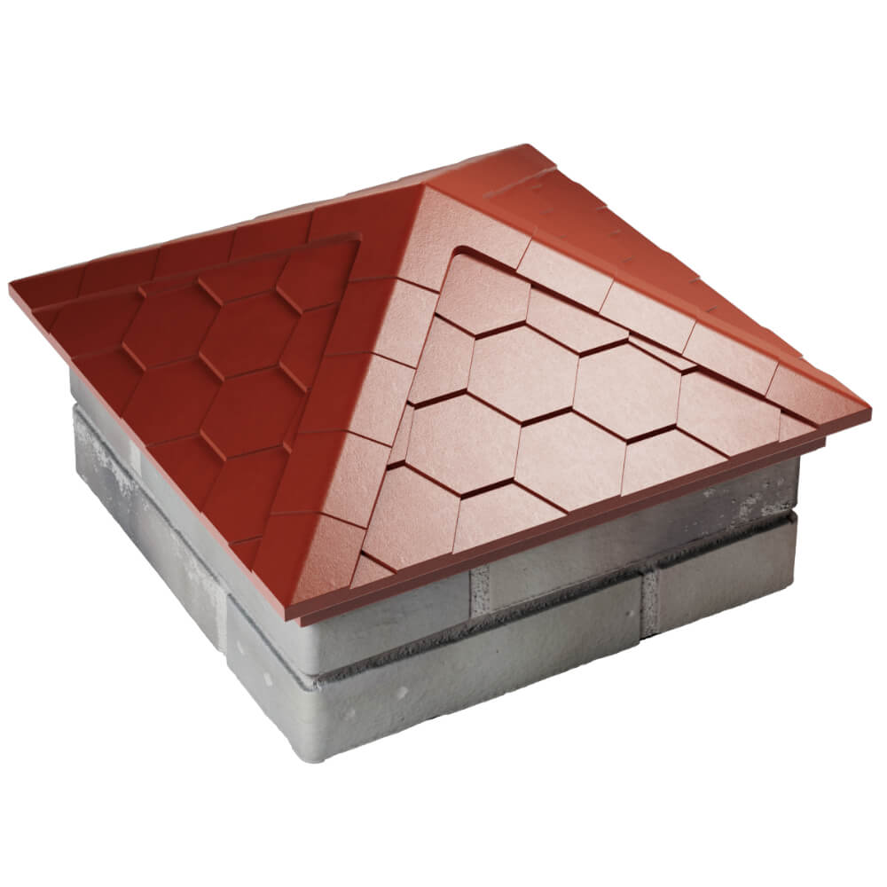 Колпак Zking Эверест Красный на столб 1.5х1.5 кирпича (390х390мм) в Химках фото