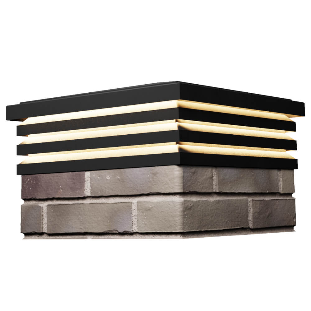 Колпак Zking Бона ХайТек Черный на столб 1.5х1.5 кирпича (385х385мм) с подсветкой в Химках фото