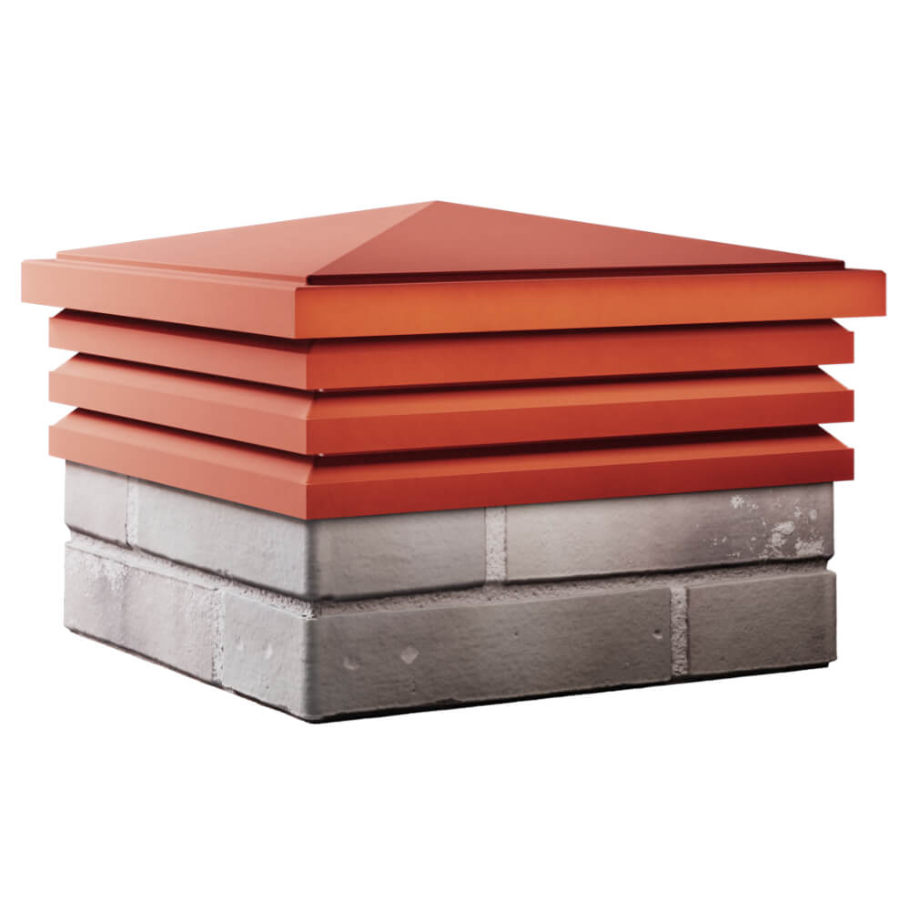 Колпак Zking Бона ХайТек Красный на столб 1.5х1.5 кирпича (385х385мм) в Химках фото