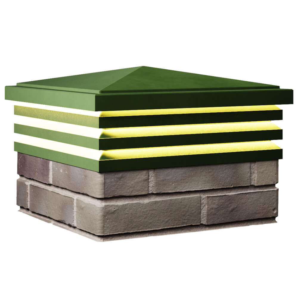 Колпак Zking Бона ХайТек Зеленый на столб 1.5х1.5 кирпича (385х385мм) с подсветкой в Химках фото