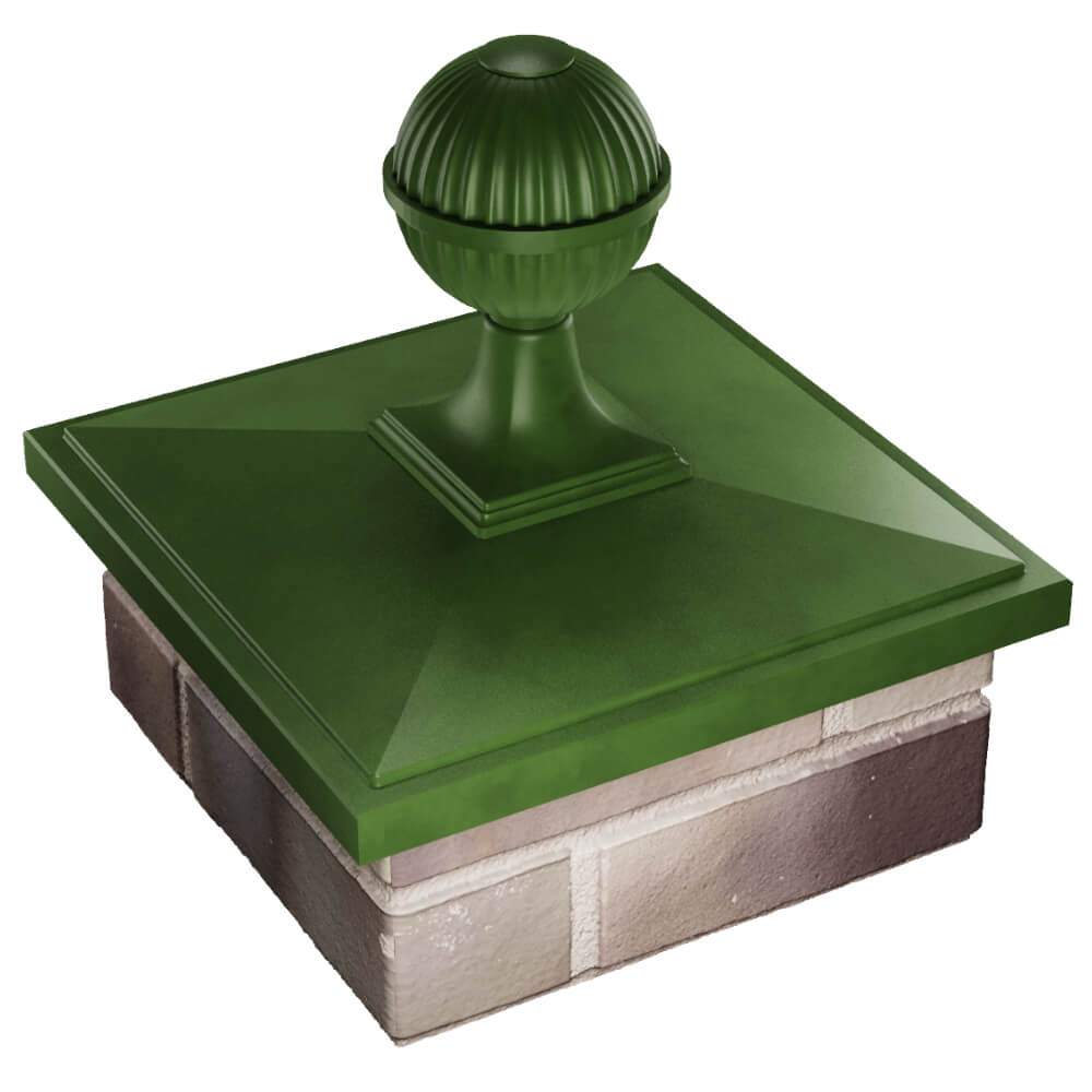 Колпак Zking БонаМоно Зеленый с шаром на столб 1.5х1.5 кирпича (385х385, 400х400мм) в сборе в Химках фото