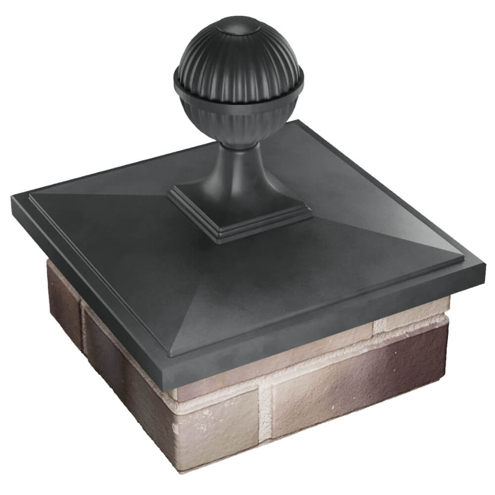 Колпак Zking БонаМоно Серый с шаром на столб 1.5х1.5 кирпича (385х385, 400х400мм) в сборе в Химках фото