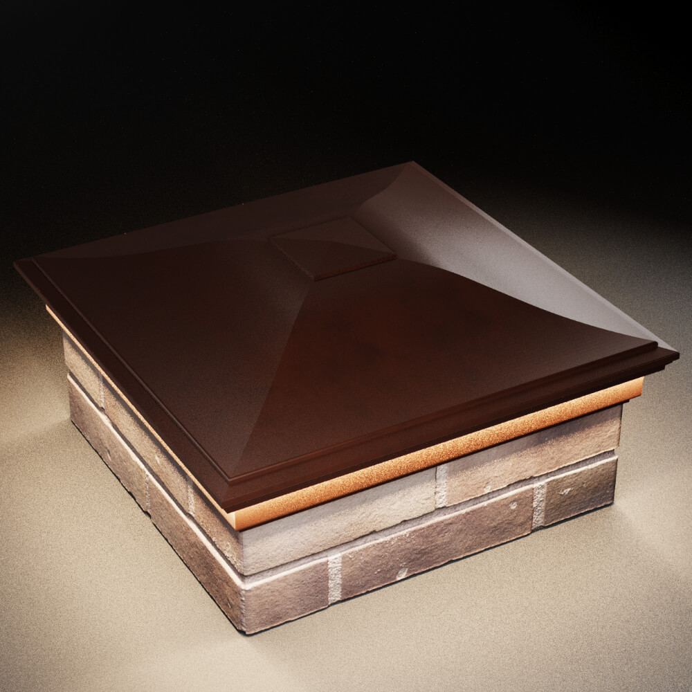 Колпак Zking Монблан Коричневый на столб 2х2 кирпича (515х515мм) c подсветкой в Химках фото