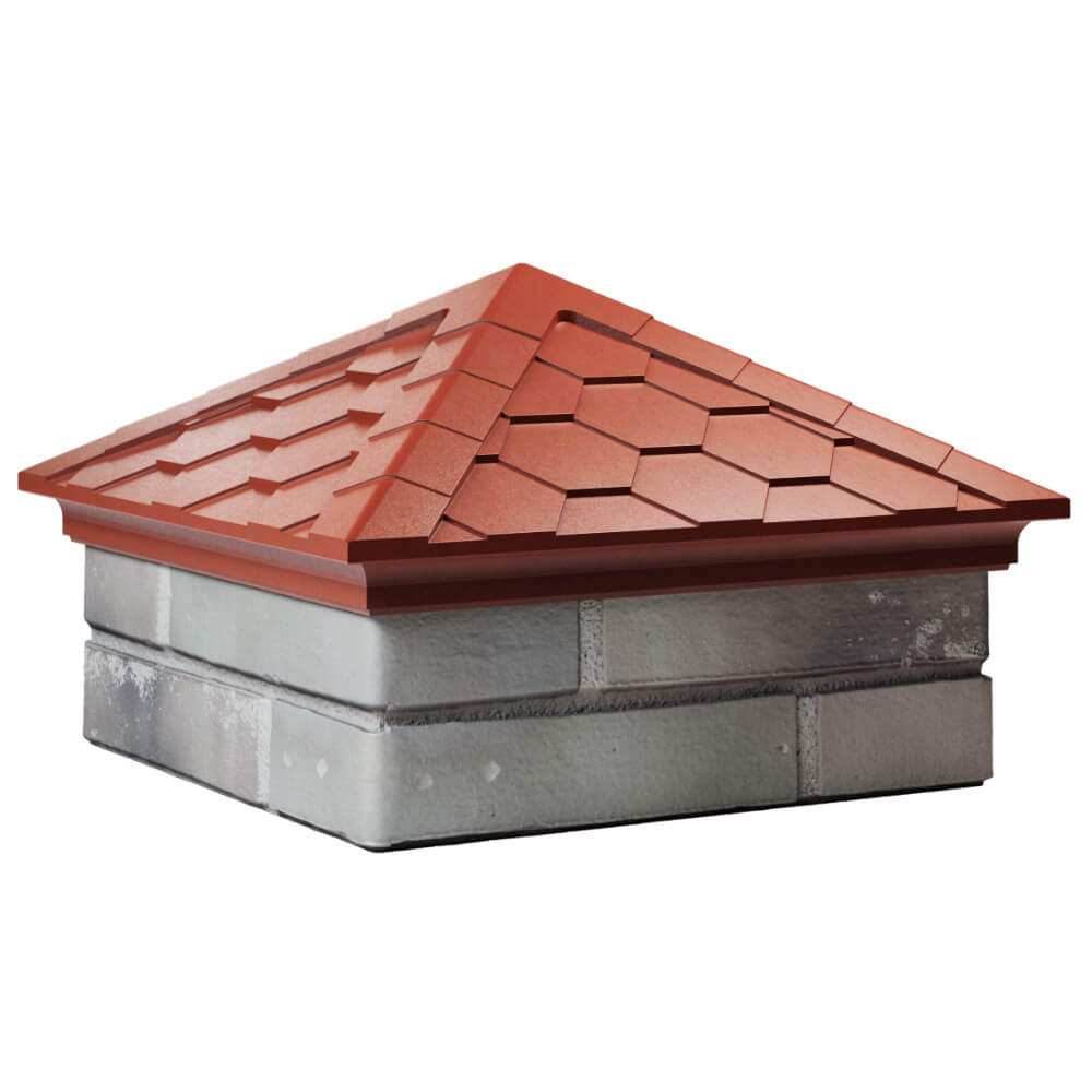 Колпак Zking Эверест Красный на столб 1.5х1.5 кирпича (390х390мм) в Химках фото