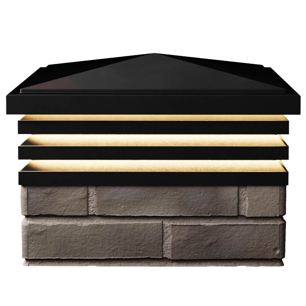 Колпак Zking Бона ХайТек Черный на столб 1.5х1.5 кирпича (385х385мм) с подсветкой в Химках фото