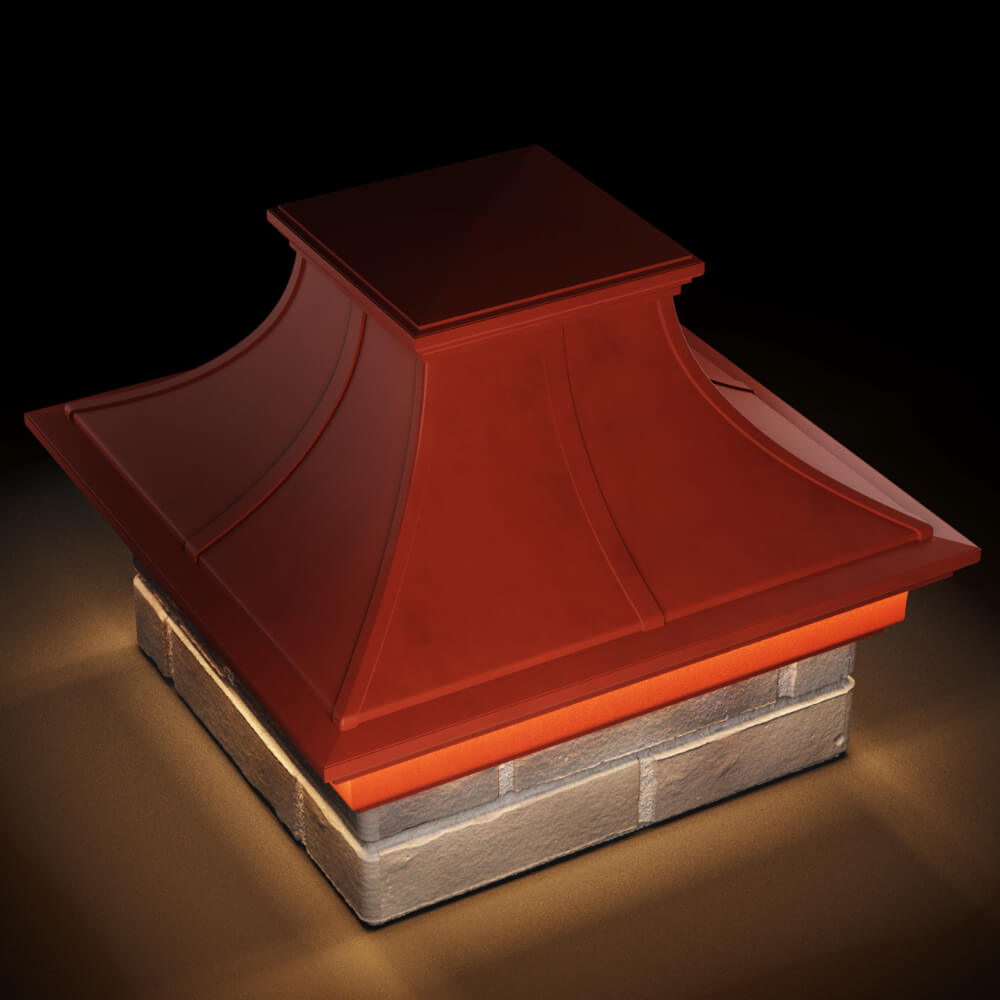 Колпак Zking Монблан Премиум Красный на столб 1.5х1.5 кирпича (385х385мм) с подсветкой в Химках фото