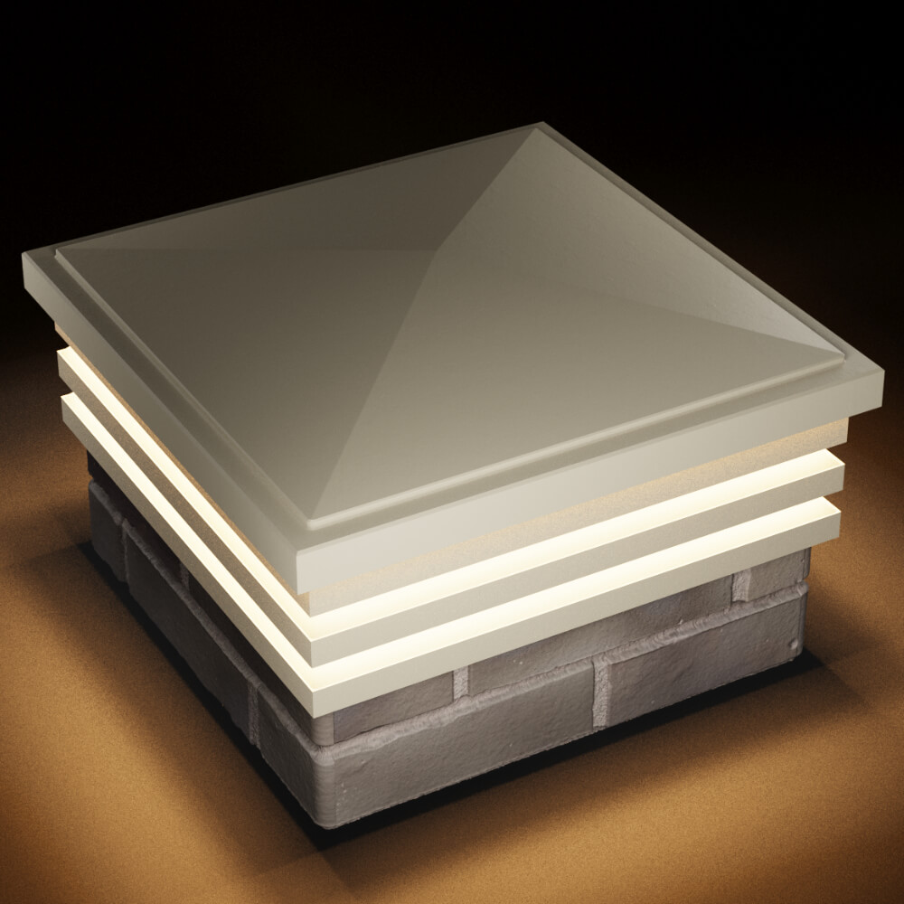 Колпак Zking Бона ХайТек Бежевый на столб 1.5х1.5 кирпича (385х385мм) с подсветкой в Химках фото