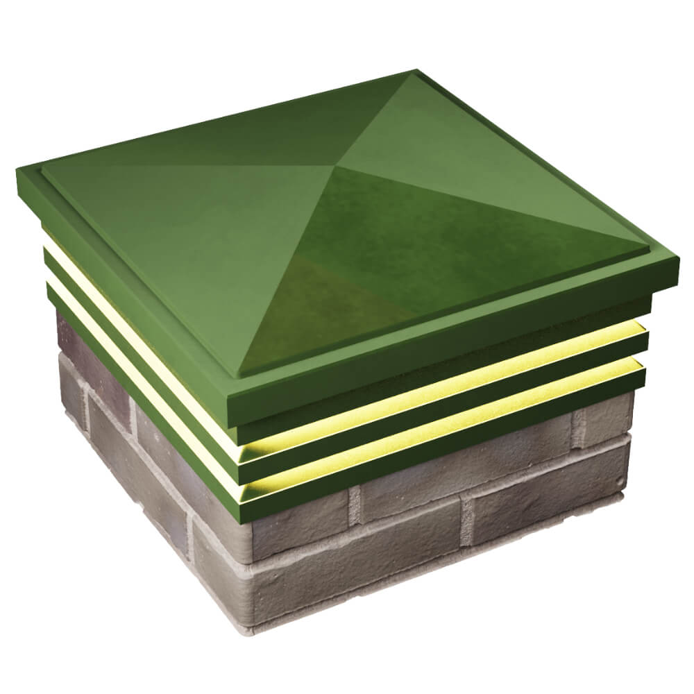 Колпак Zking Бона ХайТек Зеленый на столб 1.5х1.5 кирпича (385х385мм) с подсветкой в Химках фото