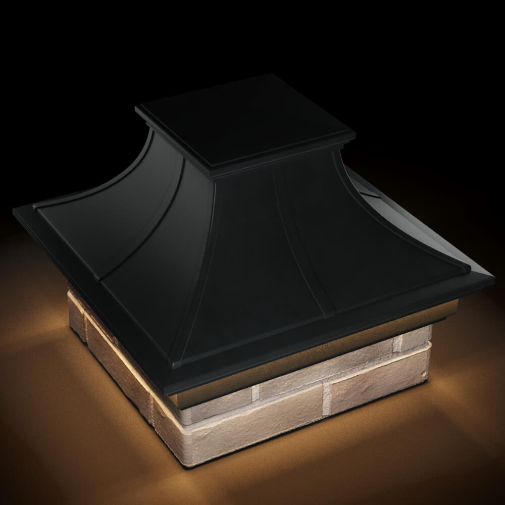 Колпак Zking Монблан Премиум Черный на столб 1.5х1.5 кирпича (385х385мм) с подсветкой в Химках фото