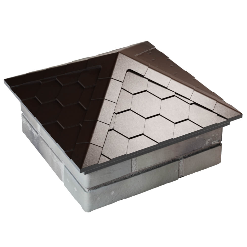 Колпак Zking Эверест Коричневый на столб 1.5х1.5 кирпича (390х390мм) в Химках фото