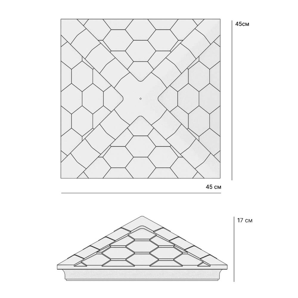 Колпак Zking Эверест Серый на столб 1.5х1.5 кирпича (390х390мм) в Химках фото