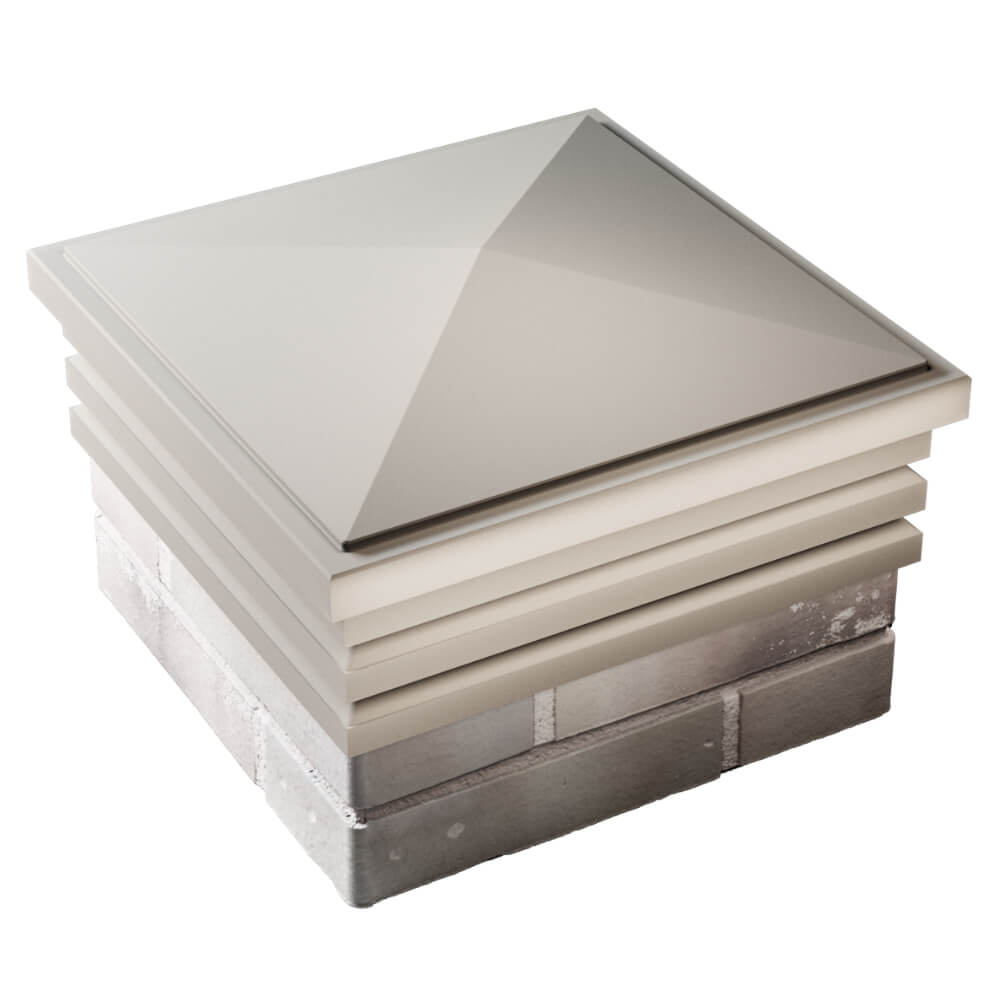 Колпак Zking Бона ХайТек Бежевый на столб 1.5х1.5 кирпича (385х385мм) в Химках фото