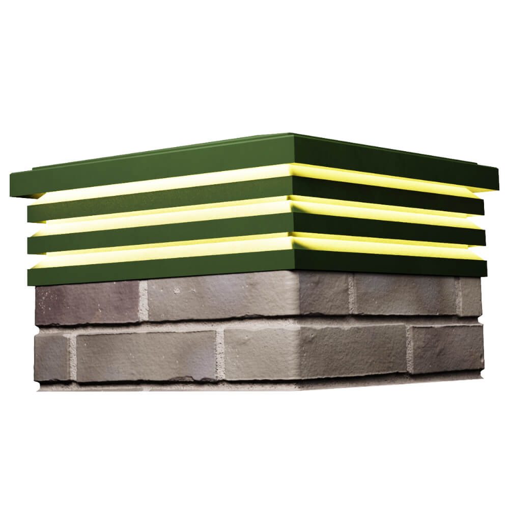 Колпак Zking Бона ХайТек Зеленый на столб 1.5х1.5 кирпича (385х385мм) с подсветкой в Химках фото