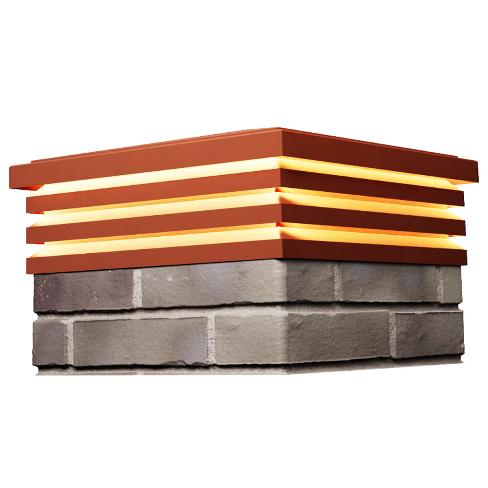 Колпак Zking Бона ХайТек Красный на столб 1.5х1.5 кирпича (385х385мм) с подсветкой в Химках фото