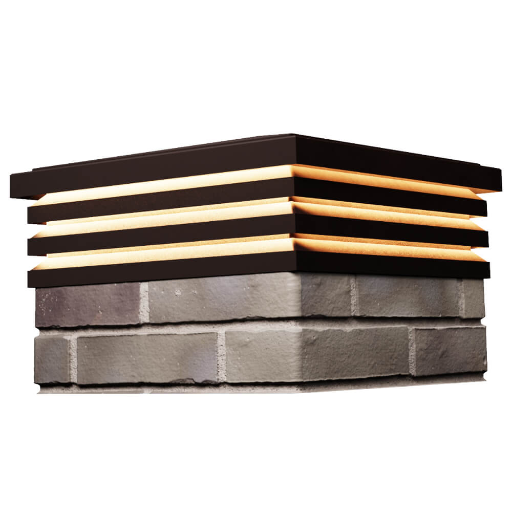 Колпак Zking Бона ХайТек Коричневый на столб 1.5х1.5 кирпича (385х385мм) с подсветкой в Химках фото