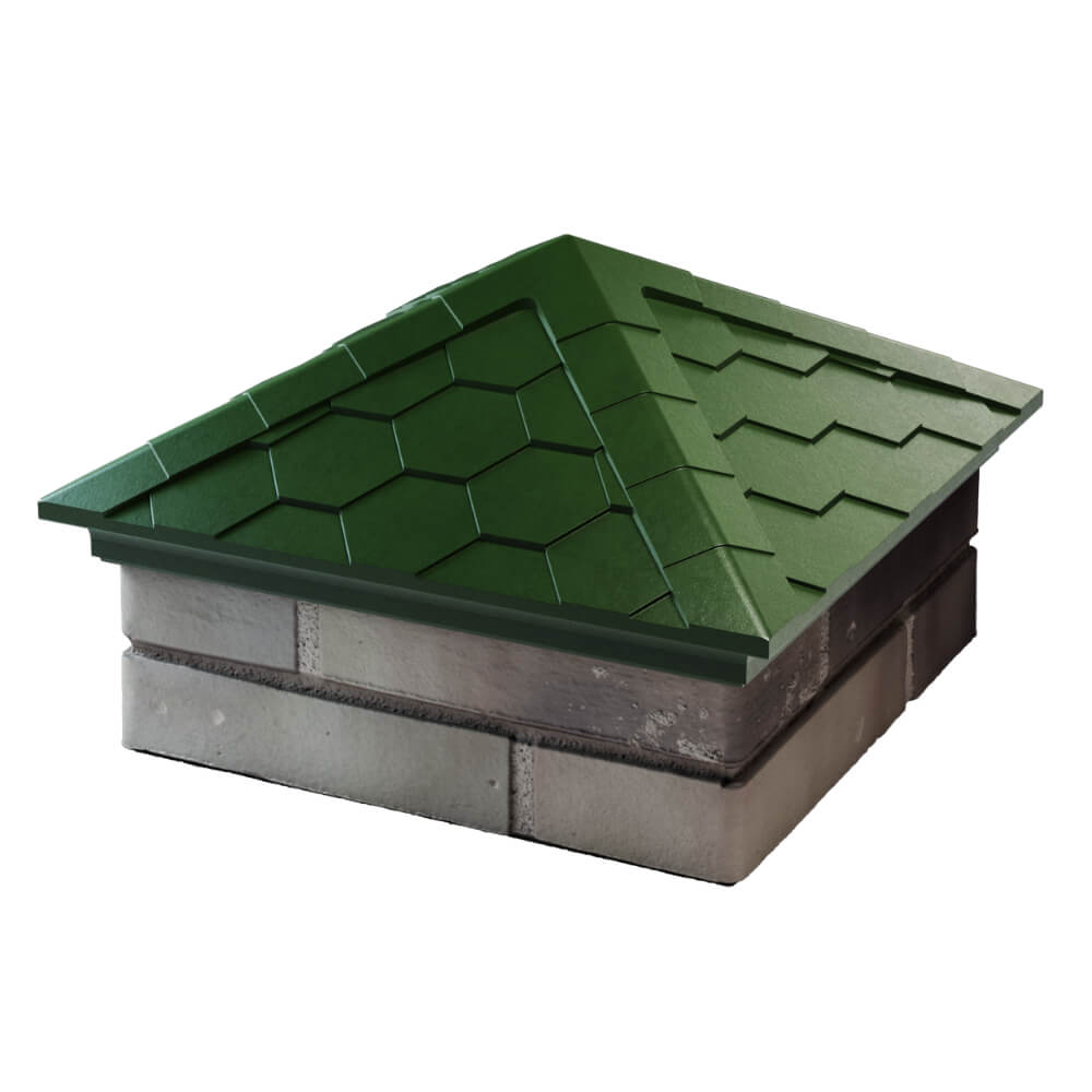 Колпак Zking Эверест Зеленый на столб 1.5х1.5 кирпича (390х390мм) в Химках фото