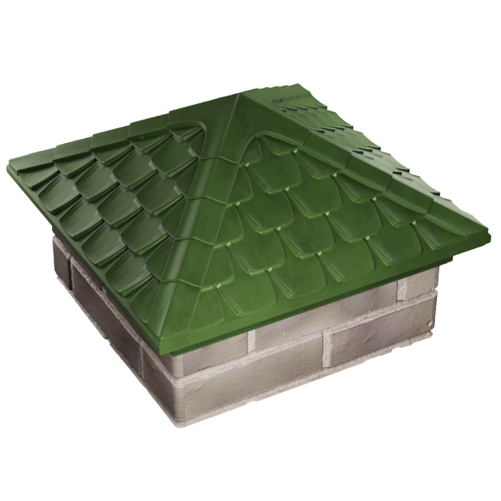 Колпак Zking Эльбрус Зеленый на столб 1.5х1.5 кирпича (385х385мм) в Химках фото