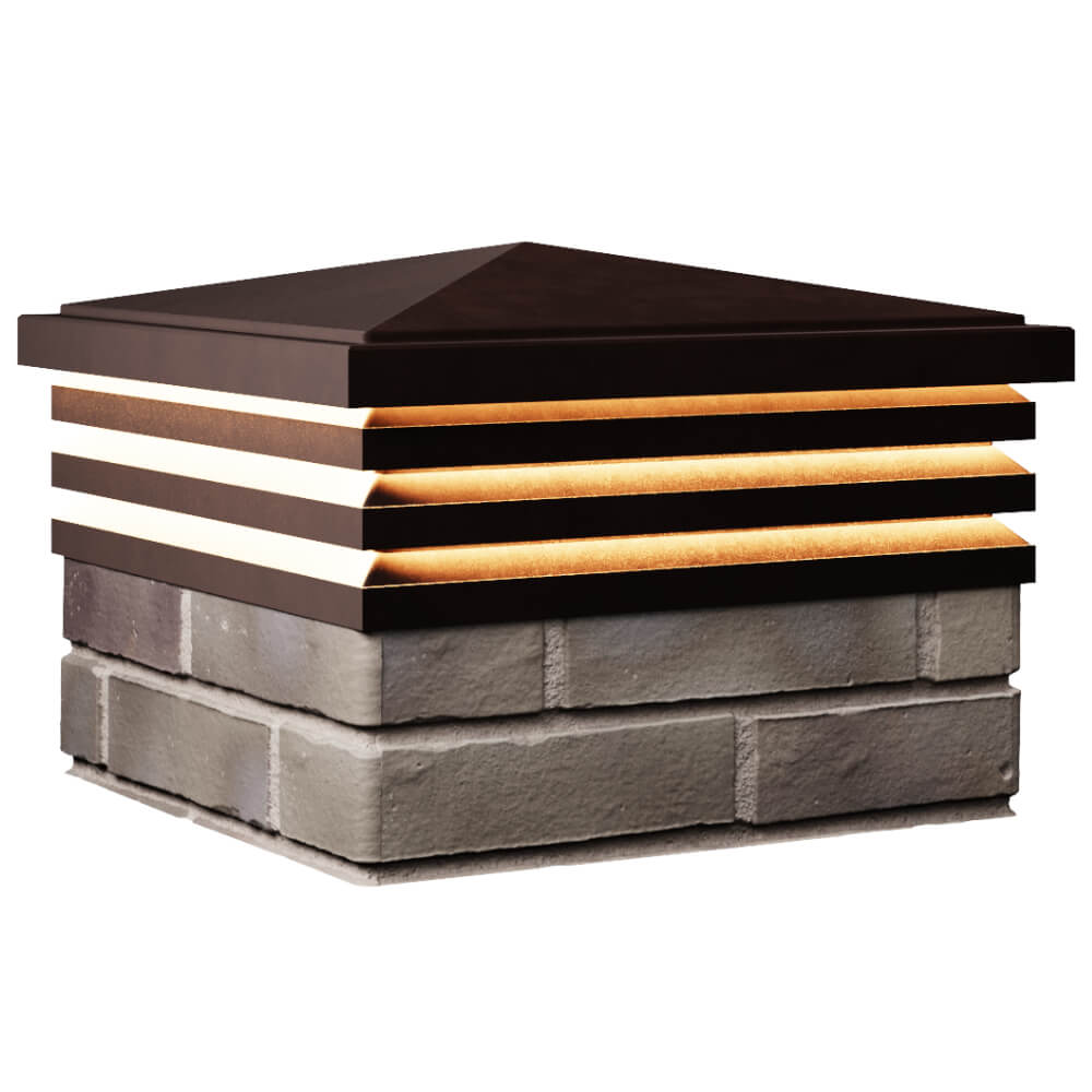 Колпак Zking Бона ХайТек Коричневый на столб 1.5х1.5 кирпича (385х385мм) с подсветкой в Химках фото