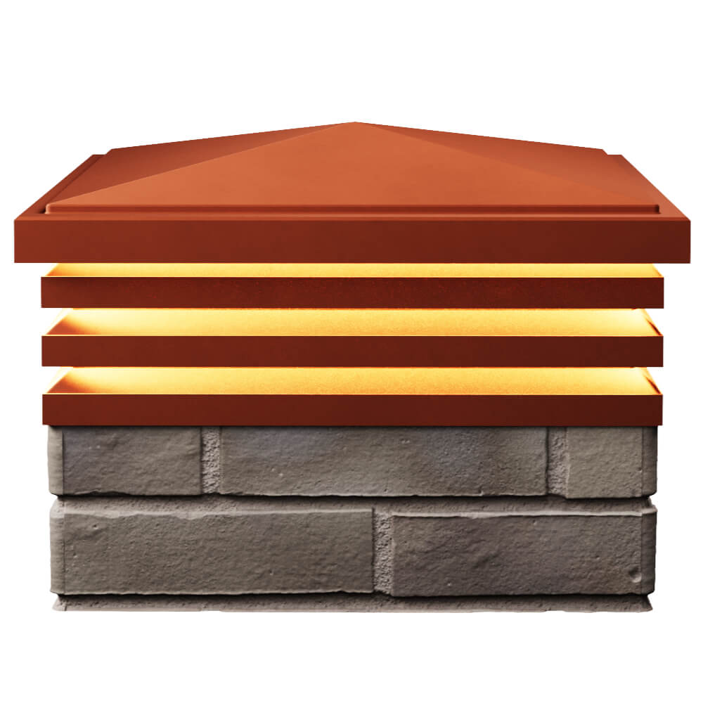 Колпак Zking Бона ХайТек Красный на столб 1.5х1.5 кирпича (385х385мм) с подсветкой в Химках фото