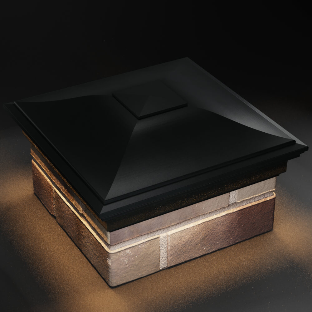 Колпак Zking Монблан Черный на столб 1.5х1.5 кирпича (385х385мм) с подсветкой в Химках фото