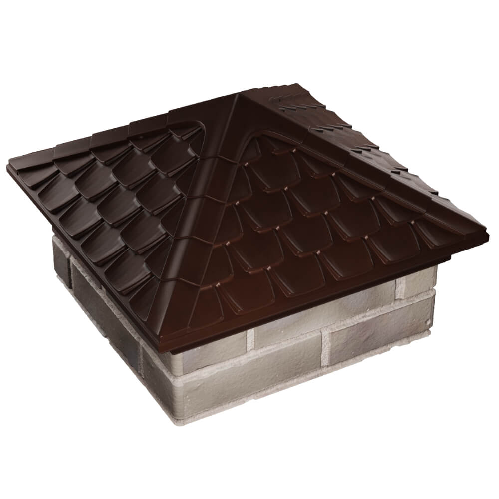 Колпак Zking Эльбрус Коричневый на столб 1.5х1.5 кирпича (385х385мм) в Химках фото