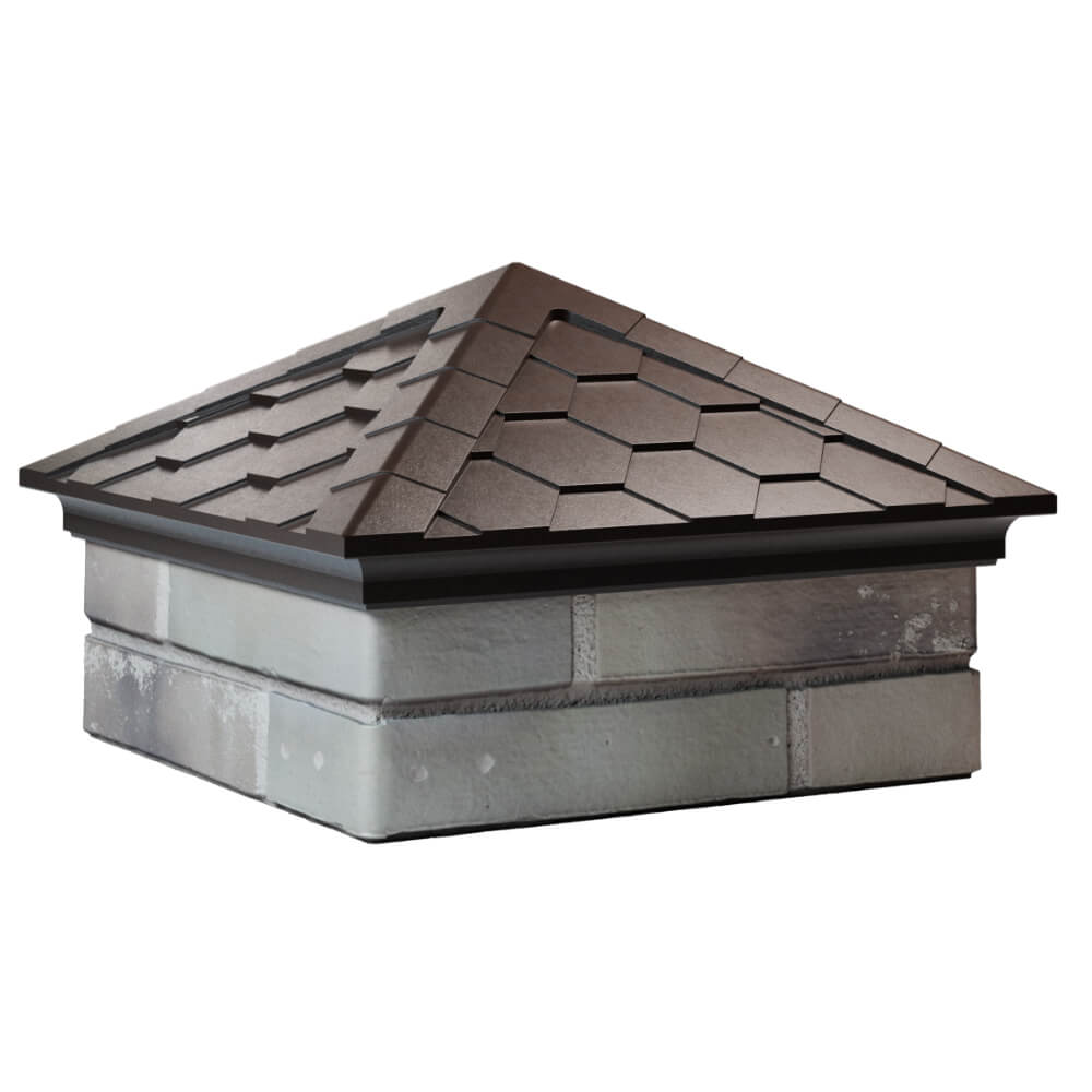 Колпак Zking Эверест Коричневый на столб 1.5х1.5 кирпича (390х390мм) в Химках фото