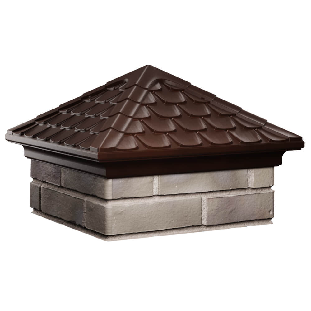 Колпак Zking Эльбрус Коричневый на столб 1.5х1.5 кирпича (385х385мм) в Химках фото