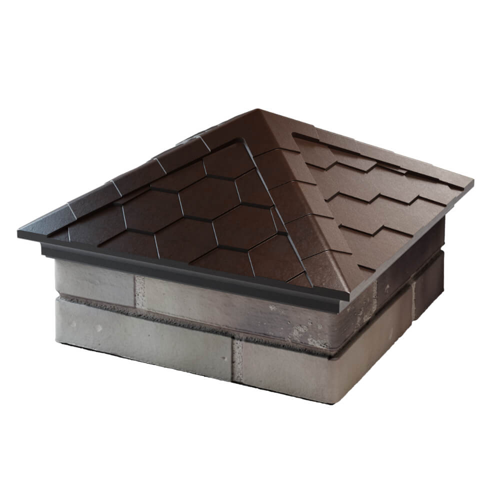 Колпак Zking Эверест Коричневый на столб 1.5х1.5 кирпича (390х390мм) в Химках фото