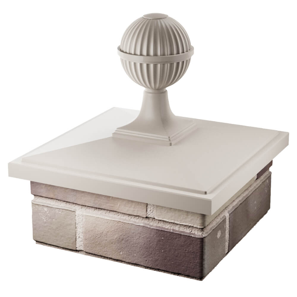 Колпак Zking БонаМоно Бежевый с шаром на столб 1.5х1.5 кирпича (385х385, 400х400мм) в сборе в Химках фото